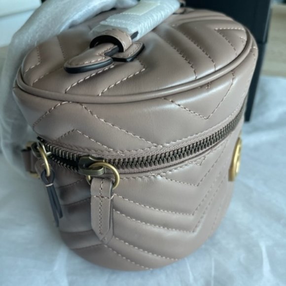 Gucci Marmont Violet Old Rose GG Backpack Italy Travel Backpack Quilted NEW